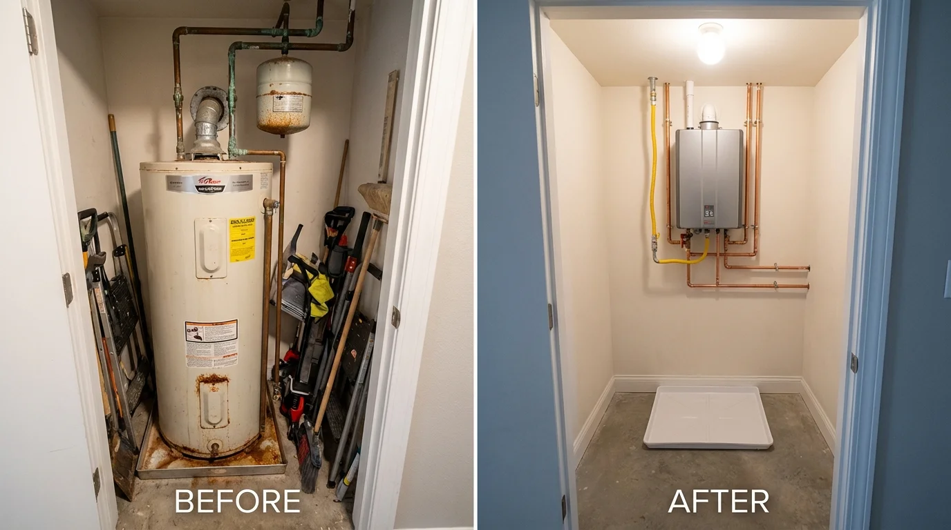 Tank water heater versus wall-mounted tankless unit comparison for Coquille, OR homeowners