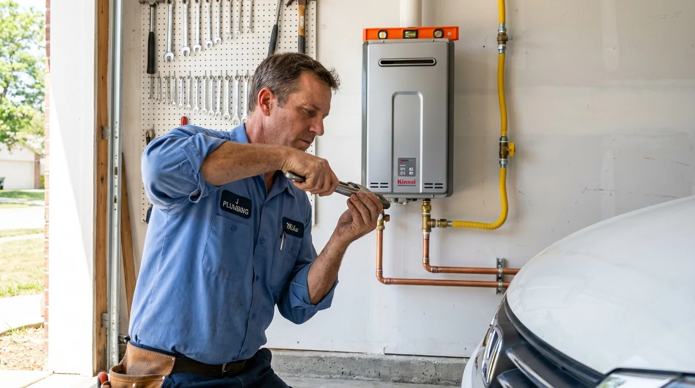 Tankless water heater installation by a Johns Plumbing LLC plumber in Coquille